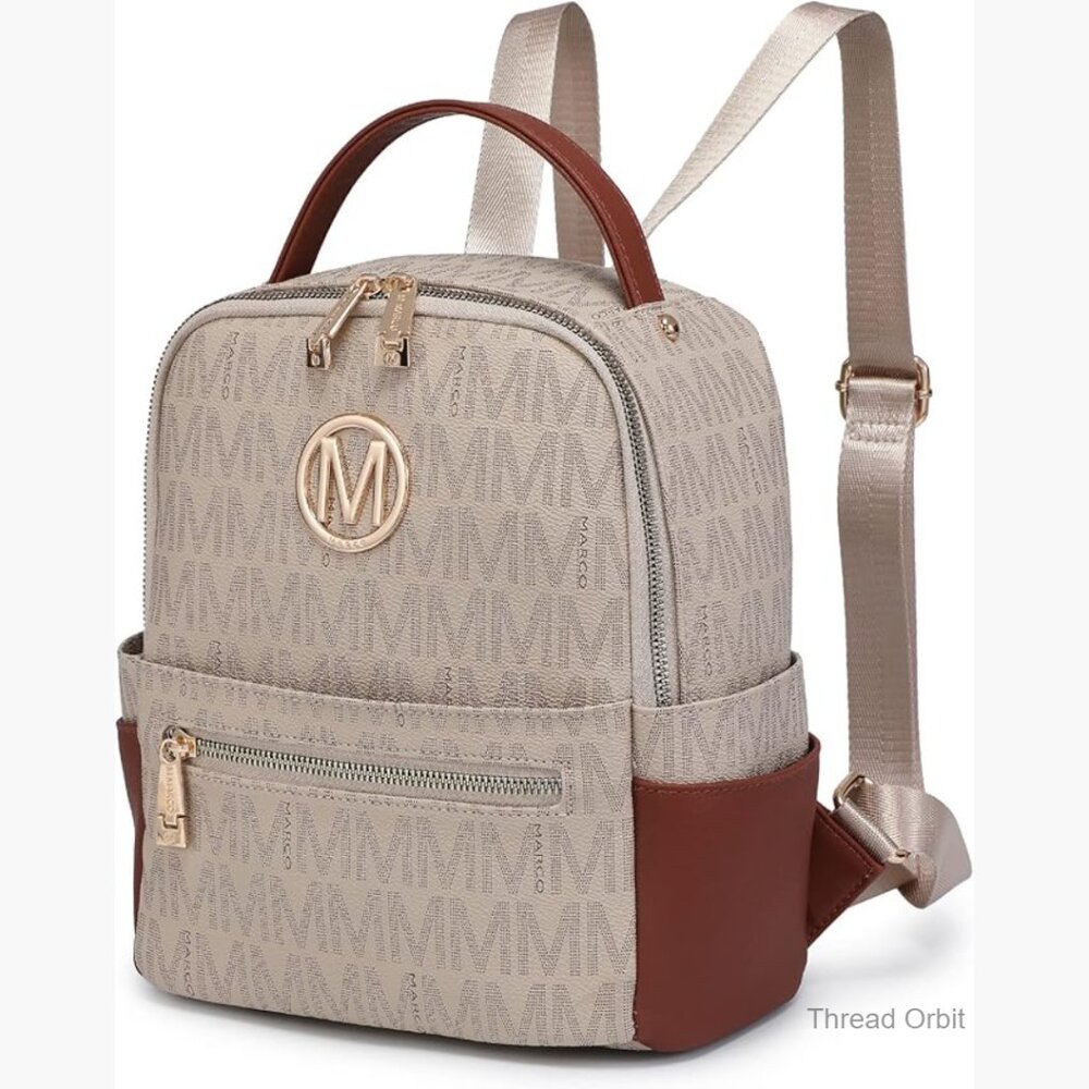 Small Vegan Leather Backpack With Multiple Pocket… - image 1